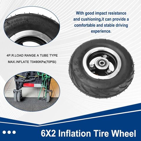 6X2 Inflation Tire Wheel Use 6" Tire Alloy Hub 160mm Pneumatic Tyre Scooter F0 Pneumatic Wheel Trolley Cart Air Wheel M10 in Kuwait