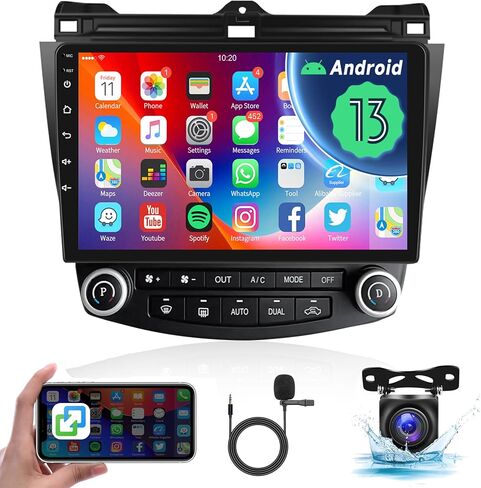 10.1'' Touch Screen Radio Carplay for Honda Accord 2003-2007 Android Rimoody Car Stereo Android Auto GPS WiFi Mirror Link Bluetooth FM HiFi SWC Backup Camera Microphone in Kuwait