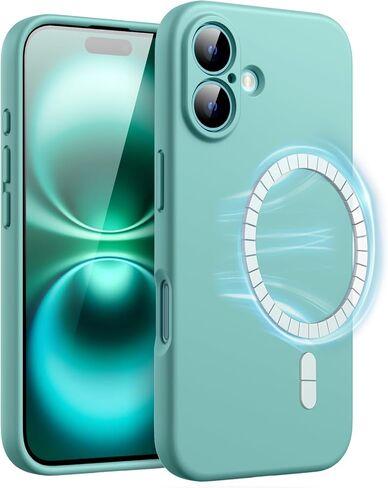 JETech Magnetic Silicone Case for iPhone 16 6.1-Inch, Compatible with MagSafe, Silky Soft Touch, Shock Absorbing Phone Cover with Camera Lens Full Protection (Teal) in Saudi Arabia