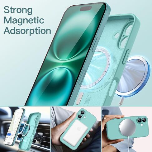 JETech Magnetic Silicone Case for iPhone 16 6.1-Inch, Compatible with MagSafe, Silky Soft Touch, Shock Absorbing Phone Cover with Camera Lens Full Protection (Teal) in Saudi Arabia