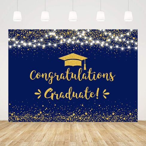 MEHOFOND 7x5ft Congratulation Graduate Backdrop Class of 2025 Graduation Party Decorations Background Blue Gold Congrats Grad Decor Banner Photography Background Studio Photo Booth Props in Saudi Arabia