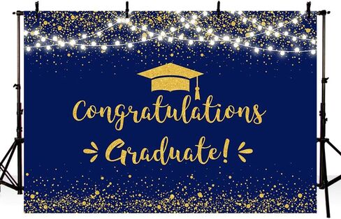 MEHOFOND 7x5ft Congratulation Graduate Backdrop Class of 2025 Graduation Party Decorations Background Blue Gold Congrats Grad Decor Banner Photography Background Studio Photo Booth Props in Saudi Arabia
