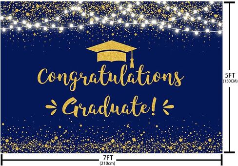 MEHOFOND 7x5ft Congratulation Graduate Backdrop Class of 2025 Graduation Party Decorations Background Blue Gold Congrats Grad Decor Banner Photography Background Studio Photo Booth Props in Saudi Arabia