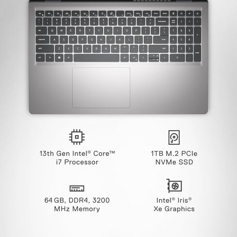 Dell Inspiron 15 3530 Business Laptop, Microsoft Office Lifetime License & Windows 11 Pro, 15.6" FHD 120Hz Display, Intel i7-1355U, 64 GB RAM, 2 TB SSD, 1080P Webcam, Backlit Keyboard, Anti-Glare in Saudi Arabia