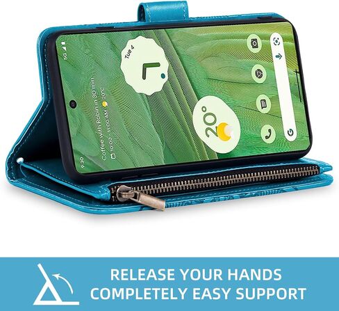 Asuwish Phone Case for Google Pixel 7 5G Wallet Cell Cover with Screen Protector Lanyard Wrist Strap Mandala Flower Flip Zipper Card Holder Slot Stand Pixel7 Pixle Seven 6.3 Women Girls Green in Saudi Arabia