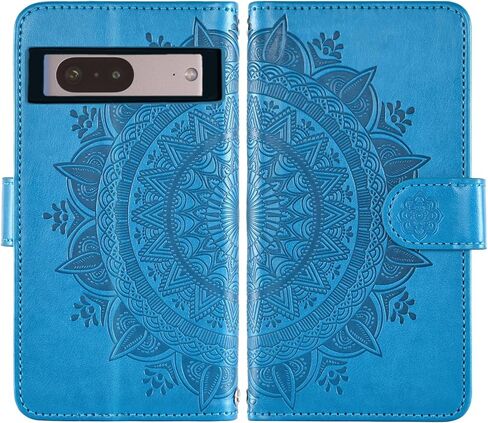 Asuwish Phone Case for Google Pixel 7 5G Wallet Cell Cover with Screen Protector Lanyard Wrist Strap Mandala Flower Flip Zipper Card Holder Slot Stand Pixel7 Pixle Seven 6.3 Women Girls Green in Saudi Arabia