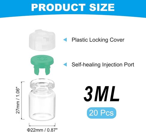 PATIKIL 3ml Clear Glass Sample Vials, 20Pcs Small Liquid Bottles with Locking Cap and Self-Healing Injection Port for Essential Oil Sample Aromatherapy Fragrance Vials Travel, Pink in Kuwait