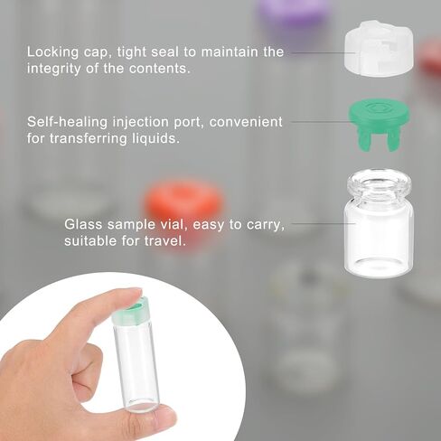 PATIKIL 3ml Clear Glass Sample Vials, 20Pcs Small Liquid Bottles with Locking Cap and Self-Healing Injection Port for Essential Oil Sample Aromatherapy Fragrance Vials Travel, Pink in Kuwait