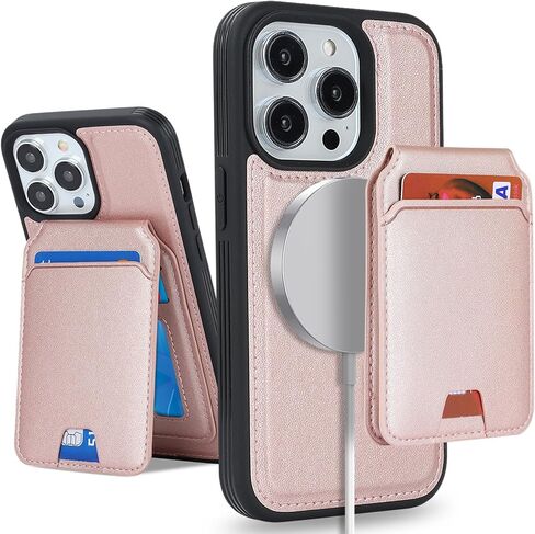 for iPhone 15 Pro Max Phone Case with Card Holder,for iPhone 15 Pro Max Wallet Case for Women Men with MagSafe Leather Protective for iPhone15promax case -Black Leopard in Kuwait