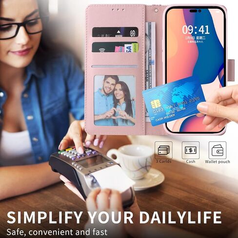 Compatible with iPhone 14 Pro Max 6.7 inch Wallet Case Tempered Glass Screen Protector Leather Flip Card Holder Phone Cover for iPhone14promax 5G i Phone14Max Plus iPhone14 ProMax Women Men Black in Saudi Arabia