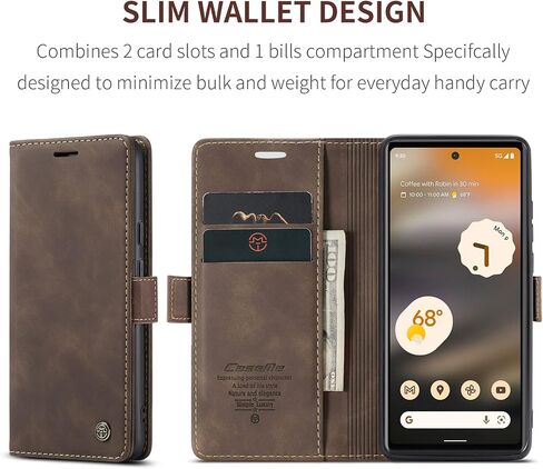 حالة Kowauri لـ Google Pixel 6A ، Classic Design Wallet Wallet Flip Flip Case with Kickstand Card Slot Slot Slochproof Prostroom for Google Pixel 6A 2022 (Coffee) in Kuwait