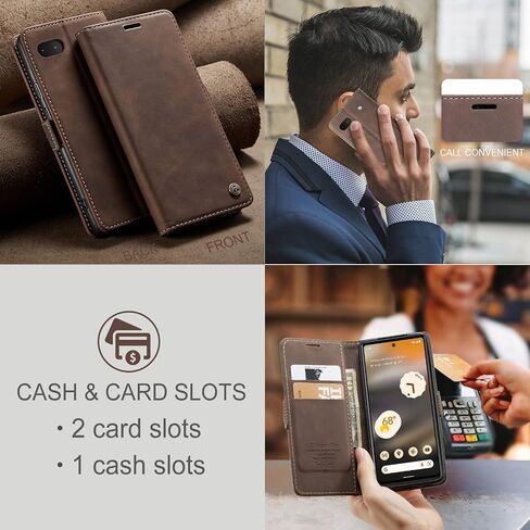 حالة Kowauri لـ Google Pixel 6A ، Classic Design Wallet Wallet Flip Flip Case with Kickstand Card Slot Slot Slochproof Prostroom for Google Pixel 6A 2022 (Coffee) in Kuwait