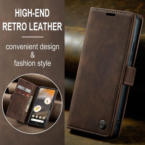 حالة Kowauri لـ Google Pixel 6A ، Classic Design Wallet Wallet Flip Flip Case with Kickstand Card Slot Slot Slochproof Prostroom for Google Pixel 6A 2022 (Coffee) in Kuwait