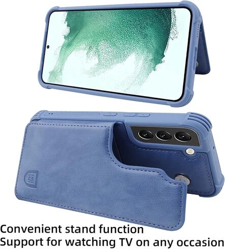 حالة محفظة Vanavagy متوافقة مع Samsung Galaxy S22+ Plus 5G للنساء والرجال ، والجلد ، غلاف الهاتف الوروبي يناسب جبل السيارة المغناطيسية مع حامل بطاقة الائتمان ، الأسود in Kuwait