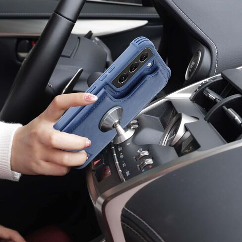 حالة محفظة Vanavagy متوافقة مع Samsung Galaxy S22+ Plus 5G للنساء والرجال ، والجلد ، غلاف الهاتف الوروبي يناسب جبل السيارة المغناطيسية مع حامل بطاقة الائتمان ، الأسود in Kuwait