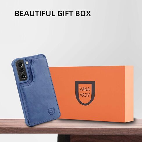 حالة محفظة Vanavagy متوافقة مع Samsung Galaxy S22+ Plus 5G للنساء والرجال ، والجلد ، غلاف الهاتف الوروبي يناسب جبل السيارة المغناطيسية مع حامل بطاقة الائتمان ، الأسود in Kuwait