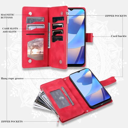 Phone Case for Samsung Galaxy A16 5G Wallet Cover with Tempered Glass Screen Protector Wrist Strap Credit Card Holder Slot Mandala Flower Leather Flip Zipper Cell A 16 A16case Women Men Rose Gold in Saudi Arabia