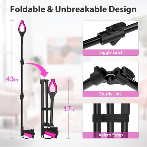 أداة 36 "Grabber Reacter ، أداة التقاط قابلة للطي للوصول إلى الفك 360 درجة ، اثنين من المغناطيس ، اثنان من المهملات الطويلة القمامة المتجهة ، متسلسلات خفيفة الوزن لكبار السن ، بينك in Saudi Arabia