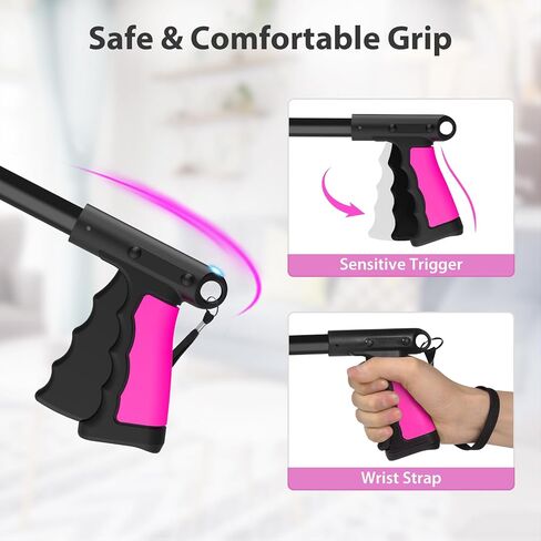 أداة 36 "Grabber Reacter ، أداة التقاط قابلة للطي للوصول إلى الفك 360 درجة ، اثنين من المغناطيس ، اثنان من المهملات الطويلة القمامة المتجهة ، متسلسلات خفيفة الوزن لكبار السن ، بينك in Saudi Arabia