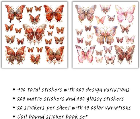 XERE 400 Pcs Butterflies Flora and Fauna Scrapbook Stickers Set for Scrapbooking and Journaling Notebooks, Junk Journal Supplies, Sketchbook, Bookmark Making, Planner Sticker in Saudi Arabia