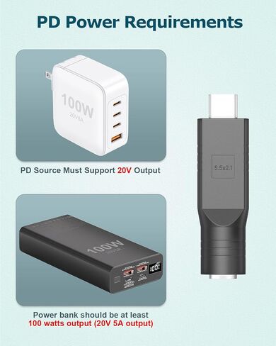 2PCS Starlink Mini Cable Adapter USB C إلى محول كابل الطاقة DC لإكسسوارات Mini Starlink إدخال 20 فولت من النوع C إلى DC 5.5 × 2.1 مم starlink mini usb cadapter work with 100w pd source gray in Kuwait