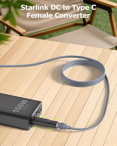 2PCS Starlink Mini Cable Adapter USB C إلى محول كابل الطاقة DC لإكسسوارات Mini Starlink إدخال 20 فولت من النوع C إلى DC 5.5 × 2.1 مم starlink mini usb cadapter work with 100w pd source gray in Kuwait