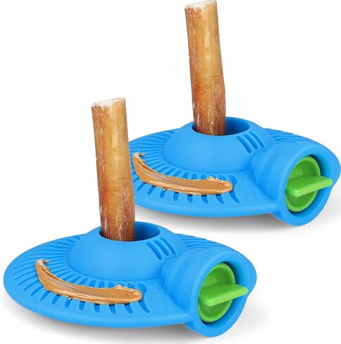 UFO Bully Stick Holder & Lick Mat Safety Device for Dogs - Quiet, Floor-Safe, Durable, Protects Teeth - Long-Lasting, Dishwasher Safe - Prevents Swallowed Ends in Saudi Arabia