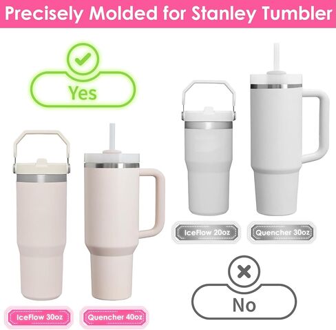 حذاء Vmini العالي من السيليكون متوافق مع Stanley Quencher 40 أونصة وIceFlow 30 أونصة، حذاء طويل الأكمام مع سطح متدرج الحرباء لملحقات ستانلي، واقي سفلي لـ Stanley 40/30oz in Kuwait