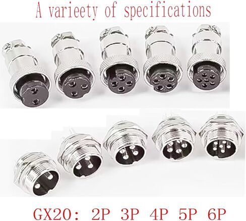 20mm 2-Pin Metal Male/Female Panel Aviation Cable Connector Adapter, GX20-2P Aviation Plugs, Set of 2, Silver in Saudi Arabia