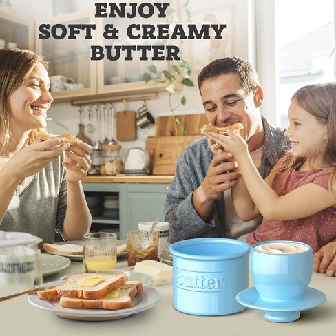 Premium Butter Crock with Lid - Original Design French Butter Dish - Beautiful Ceramic Butter Keeper for Counter with Water Line - Perfect to Keep Butter Soft and Spreadable - White in Kuwait