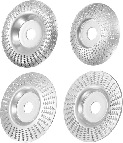HARFINGTON 4Pcs Wood Carving Disk Set Shaping Carving Sanding Cutting Grinding Wheel Disc with 5/8" Arbor for Angle Grinders, Black in Kuwait