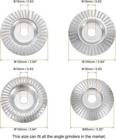 HARFINGTON 4Pcs Wood Carving Disk Set Shaping Carving Sanding Cutting Grinding Wheel Disc with 5/8" Arbor for Angle Grinders, Black in Kuwait