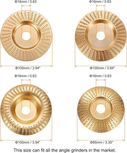 HARFINGTON 4Pcs Wood Carving Disk Set Shaping Carving Sanding Cutting Grinding Wheel Disc with 5/8" Arbor for Angle Grinders, Black in Kuwait