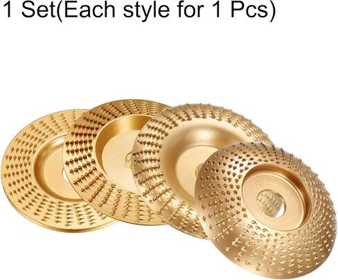 HARFINGTON 4Pcs Wood Carving Disk Set Shaping Carving Sanding Cutting Grinding Wheel Disc with 5/8" Arbor for Angle Grinders, Black in Kuwait