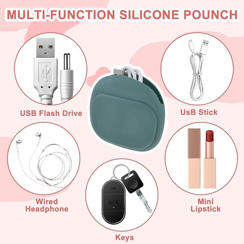 3 PCS Silicone Headphone Organizer, Data Cable Storage Case Mini Storage Bag Wired Headphone Organizer with 3Accessories, for Storing Earbuds/USB Flash Drive/Keys/Mini Lipstick(Color B) in Saudi Arabia