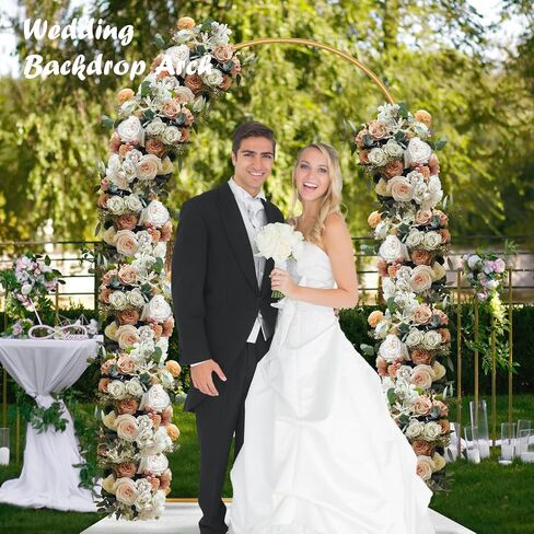6.6FT Metal Wedding Arch Stand Gold Square Arched Backdrop Frame for Party Ceremony Birthday Bridal Baby Shower Garden Floral Balloon Arch Decoration in Saudi Arabia