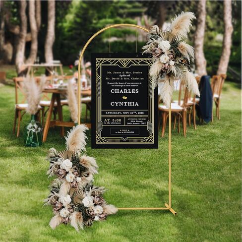 6.6FT Metal Wedding Arch Stand Gold Square Arched Backdrop Frame for Party Ceremony Birthday Bridal Baby Shower Garden Floral Balloon Arch Decoration in Kuwait