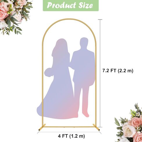 6.6FT Metal Wedding Arch Stand Gold Square Arched Backdrop Frame for Party Ceremony Birthday Bridal Baby Shower Garden Floral Balloon Arch Decoration in Kuwait