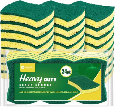 Orighty Non-Scratch Cellulose Scrub Sponges 24 Pack, Kitchen Sponges for Kitchen, Bathroom, and Household, Dual Side Sponge for Dishes, Non-Scratch Sponge Safe on Non-Stick Cookware, Car and More in Kuwait