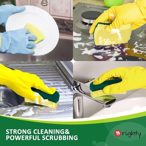Orighty Non-Scratch Cellulose Scrub Sponges 24 Pack, Kitchen Sponges for Kitchen, Bathroom, and Household, Dual Side Sponge for Dishes, Non-Scratch Sponge Safe on Non-Stick Cookware, Car and More in Kuwait