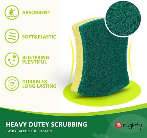Orighty Non-Scratch Cellulose Scrub Sponges 24 Pack, Kitchen Sponges for Kitchen, Bathroom, and Household, Dual Side Sponge for Dishes, Non-Scratch Sponge Safe on Non-Stick Cookware, Car and More in Kuwait