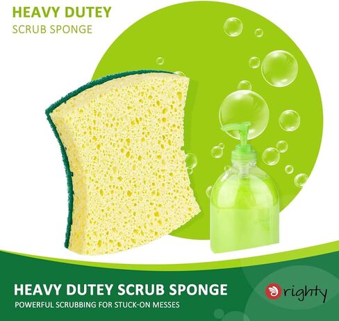 Orighty Non-Scratch Cellulose Scrub Sponges 24 Pack, Kitchen Sponges for Kitchen, Bathroom, and Household, Dual Side Sponge for Dishes, Non-Scratch Sponge Safe on Non-Stick Cookware, Car and More in Kuwait