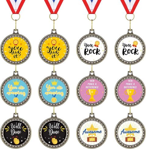 Sasylvia 12 Pcs Appreciation Award Medals Thank You Medals with Red White Blue Neck Ribbon Inspirational Appreciation Award Bulk for Office Colleague Coworker Team Retirement (Stylish) in Kuwait