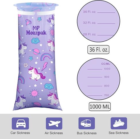MP MOZZPAK Vomit Bags – 24 Pack – 1000ml Emesis Bags – Leak Resistant, Medical Grade, Portable, Disposable Barf, Puke, Throw Up, Nausea Bags for Travel Motion Sickness (Blue, Pack of 24) in Kuwait