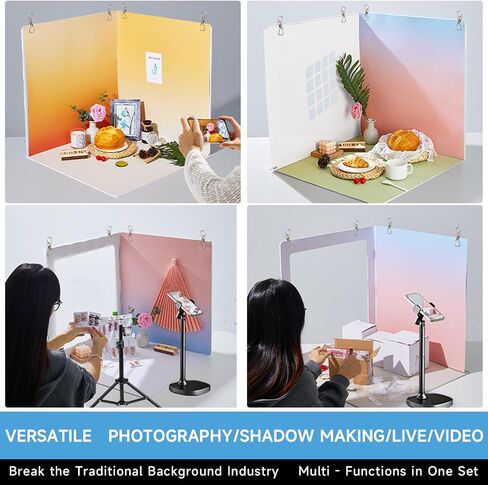 24x24 Inch Backdrop Board Kit, 2PCS Backgound Frame, 1PC Background Board, 6PCS Backdrop Paper, 6PCS Shadow Light Paper for Product, Food, Jewelery, Makeup Photography Shooting in Saudi Arabia