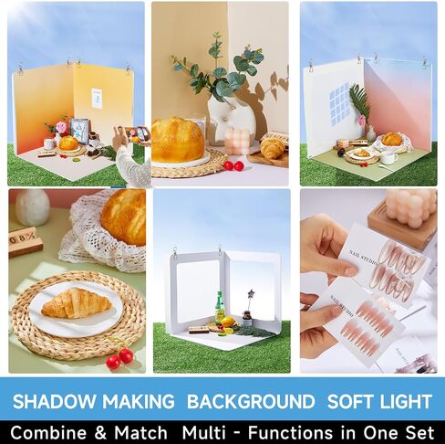 24x24 Inch Backdrop Board Kit, 2PCS Backgound Frame, 1PC Background Board, 6PCS Backdrop Paper, 6PCS Shadow Light Paper for Product, Food, Jewelery, Makeup Photography Shooting in Saudi Arabia