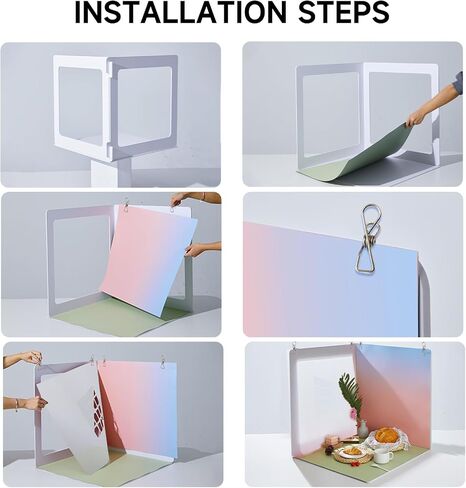 24x24 Inch Backdrop Board Kit, 2PCS Backgound Frame, 1PC Background Board, 6PCS Backdrop Paper, 6PCS Shadow Light Paper for Product, Food, Jewelery, Makeup Photography Shooting in Saudi Arabia