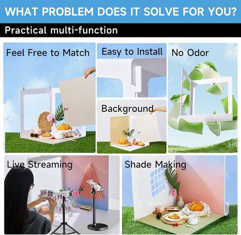 24x24 Inch Backdrop Board Kit, 2PCS Backgound Frame, 1PC Background Board, 6PCS Backdrop Paper, 6PCS Shadow Light Paper for Product, Food, Jewelery, Makeup Photography Shooting in Saudi Arabia