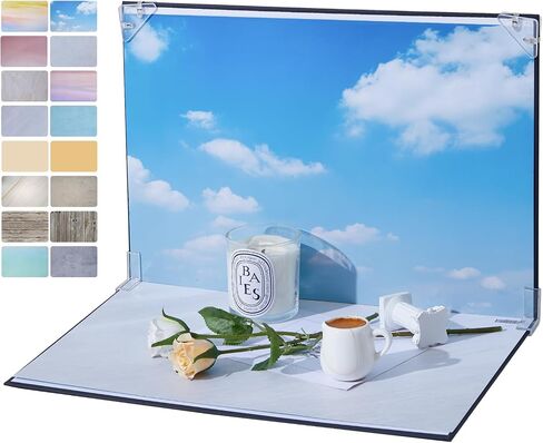 16x11.5 بوصة لوحة خلفية الصور ، 8pcs الجانب المزدوج شقة ورقة خلفية ، Sky Series Product Backdrop Kit للدعائم ، مستحضرات تجميل مجوهرات الطعام ، خلفية منشئ المحتوى الصغيرة in Kuwait