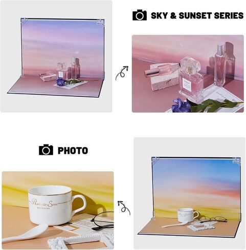 16x11.5 بوصة لوحة خلفية الصور ، 8pcs الجانب المزدوج شقة ورقة خلفية ، Sky Series Product Backdrop Kit للدعائم ، مستحضرات تجميل مجوهرات الطعام ، خلفية منشئ المحتوى الصغيرة in Kuwait